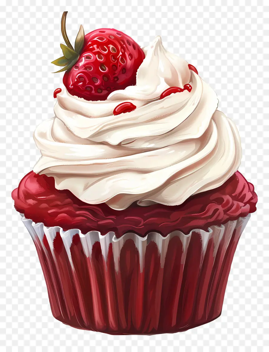 Cupcake De Velours Rouge，Cupcake Aux Fraises PNG