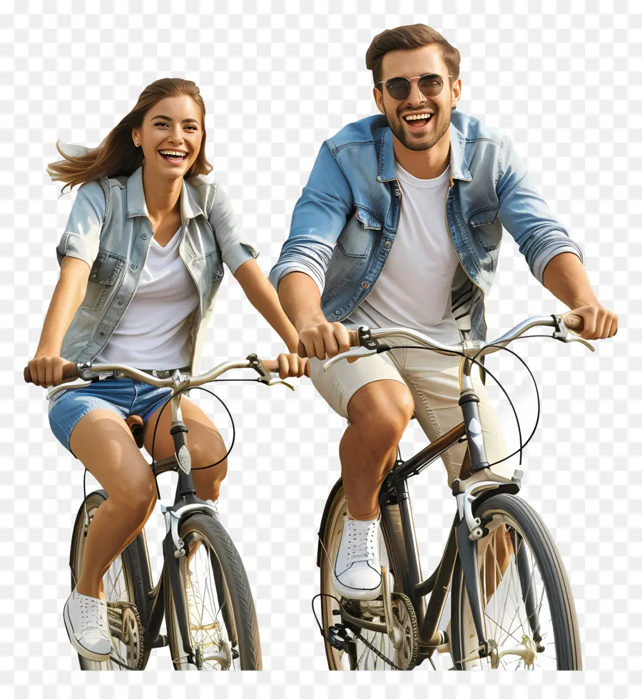 Couple Roulant，Balade à Vélo PNG