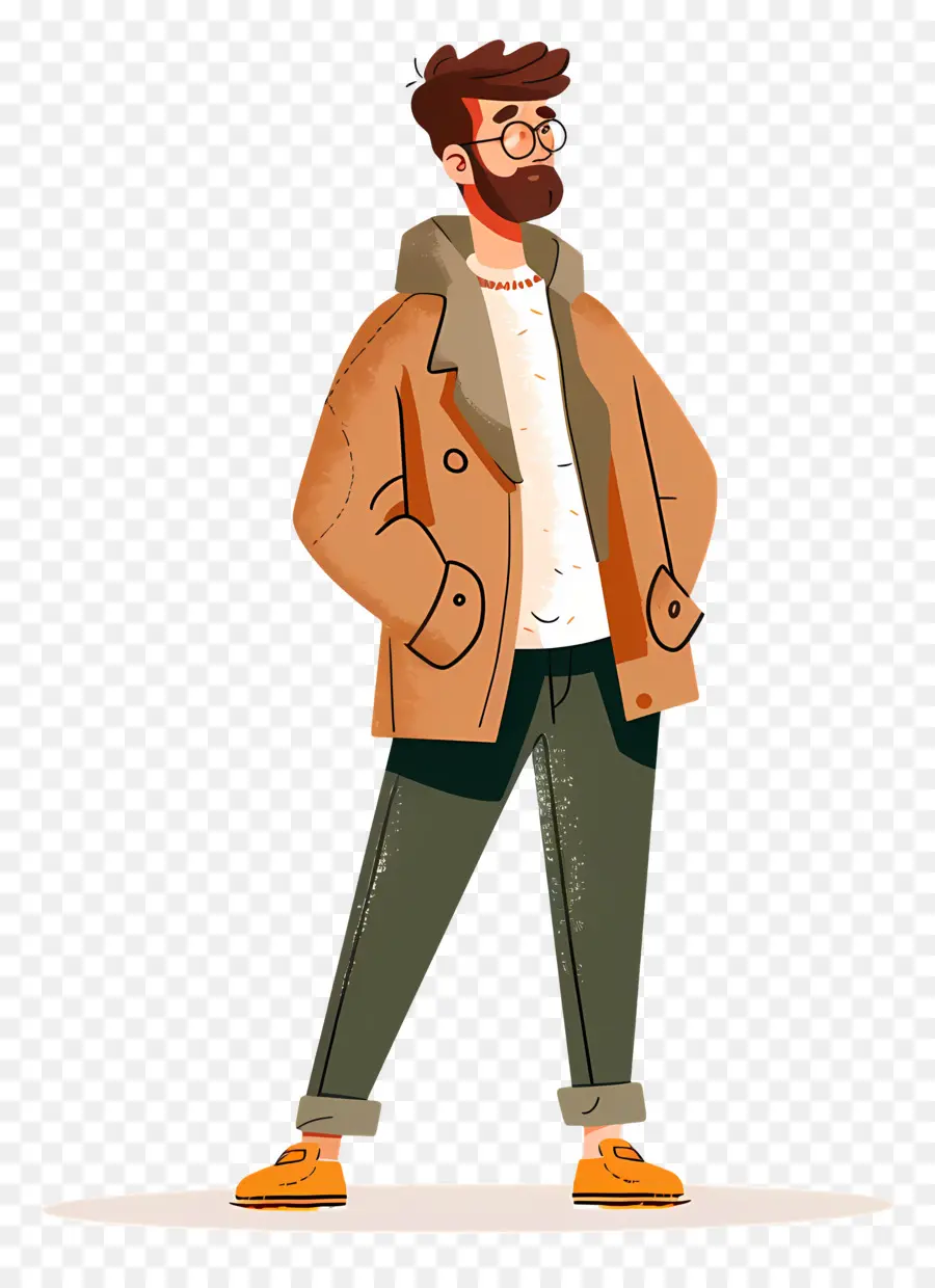 Homme，Homme En Manteau Marron PNG