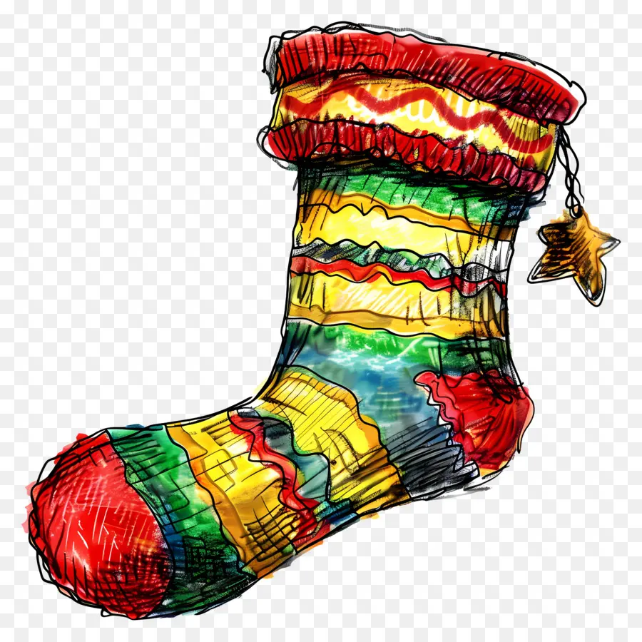 Chaussette De Noël，Bas Coloré PNG