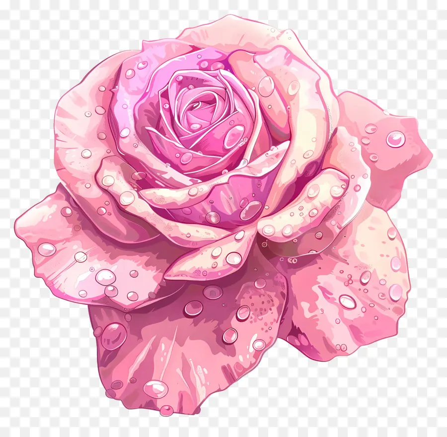 Rose Rose，Des Gouttelettes D'eau PNG