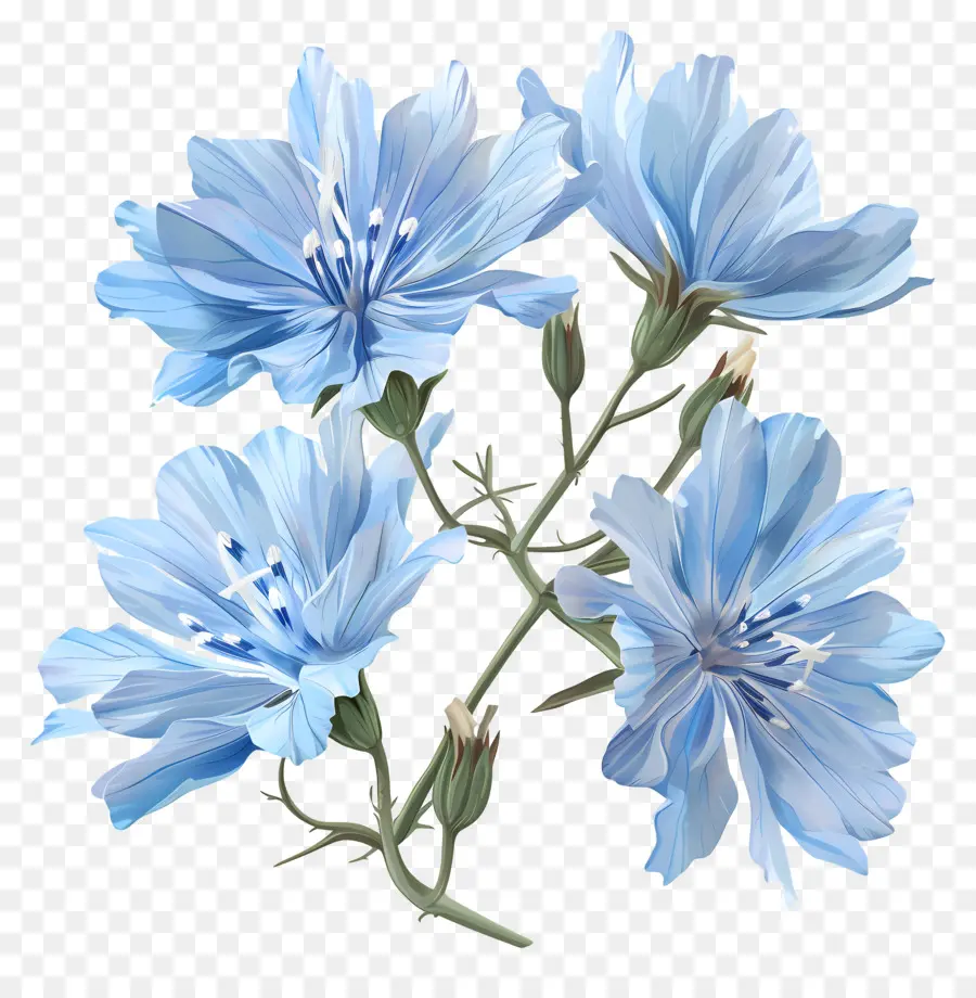 La Chicorée，Fleurs Bleues PNG