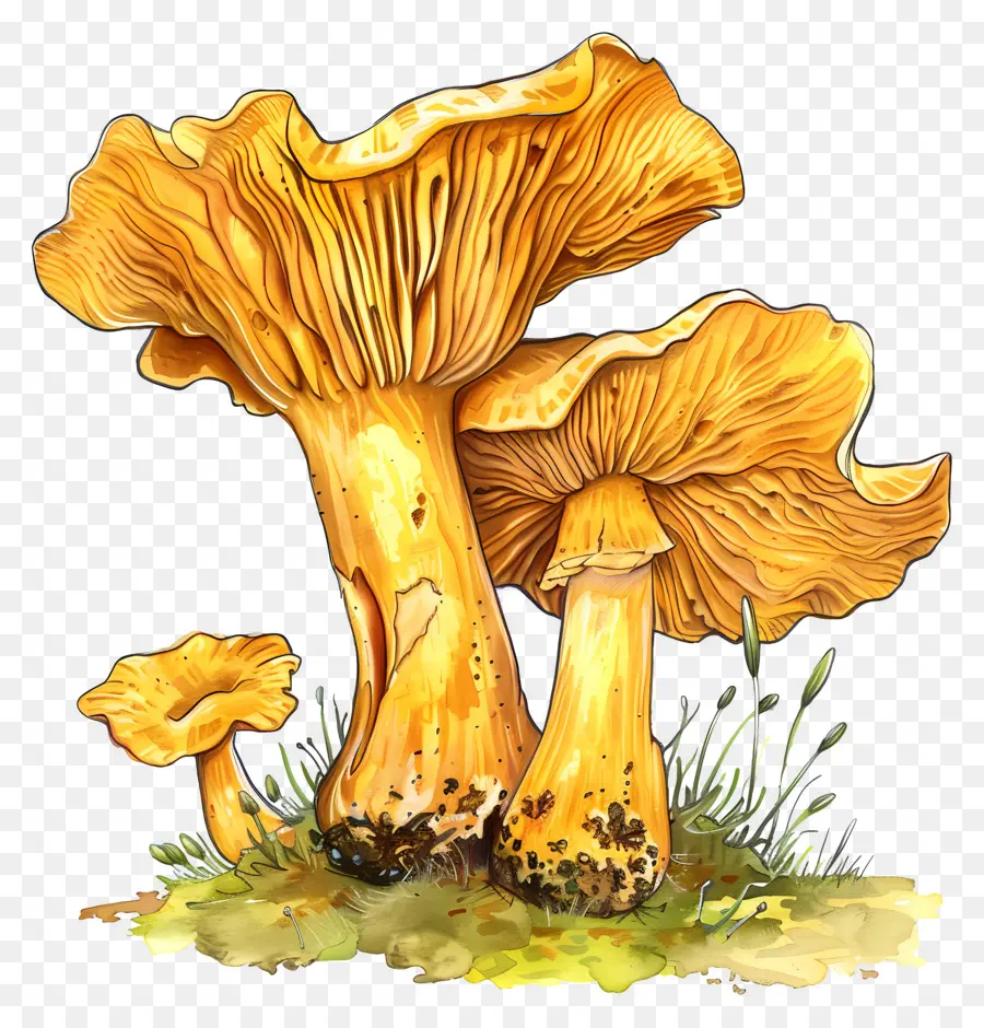 Champignon Chanterelle，Champignons Jaunes PNG