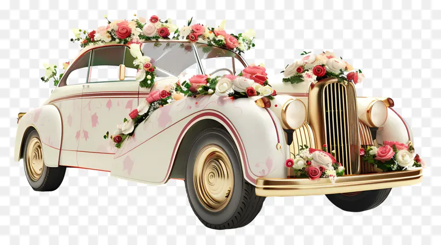 Voiture De Mariage，Fleurs PNG