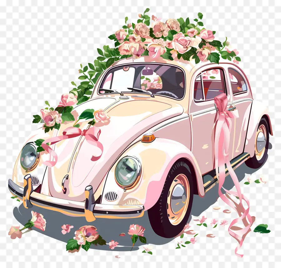 Voiture De Mariage，Voiture Décorée PNG