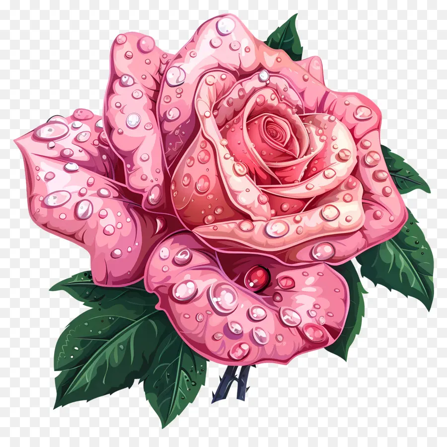 Rose Rose，Des Gouttelettes D'eau PNG