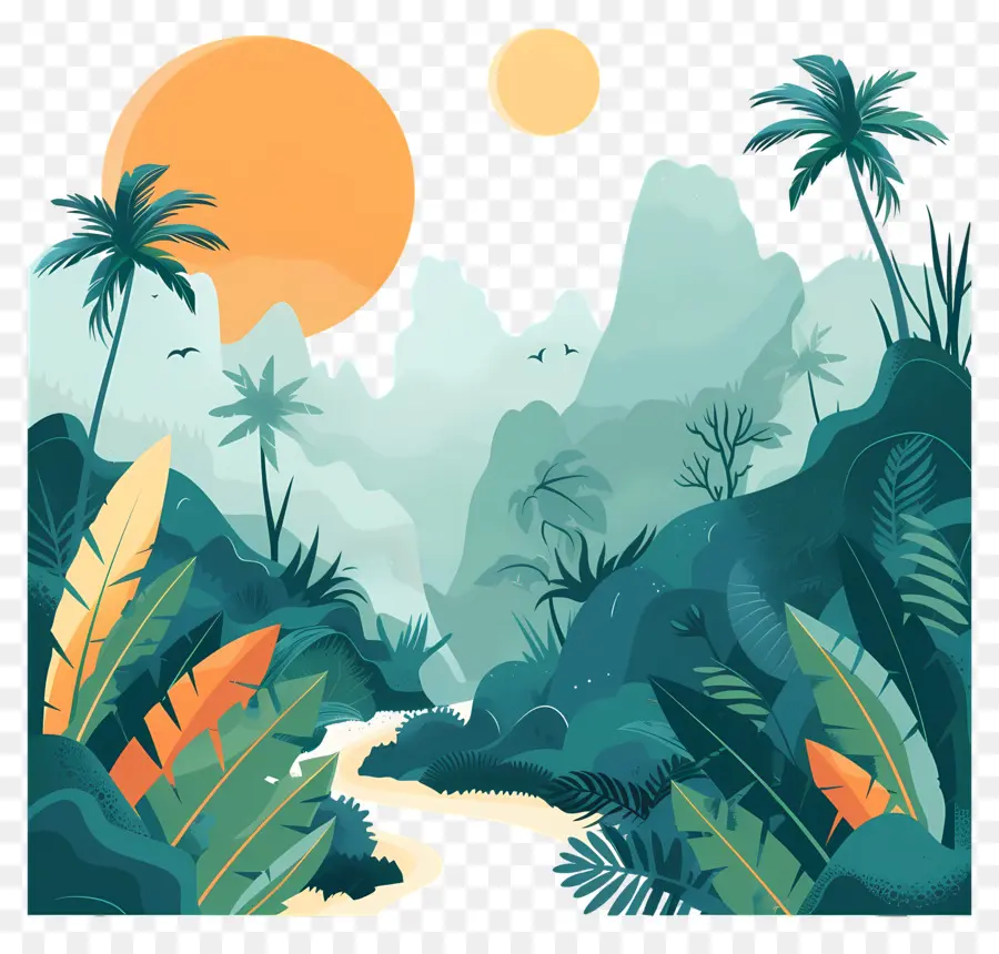 Jungle Paysage，Paysage Tropical PNG