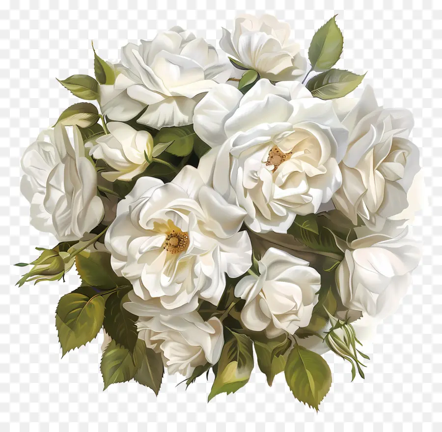 Bouquet De Roses Blanches，Roses Blanches PNG