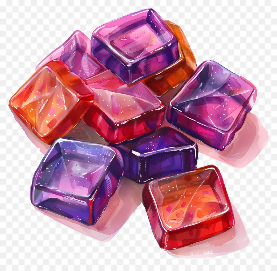Gumants Carrés，Cubes De Glace Colorés PNG