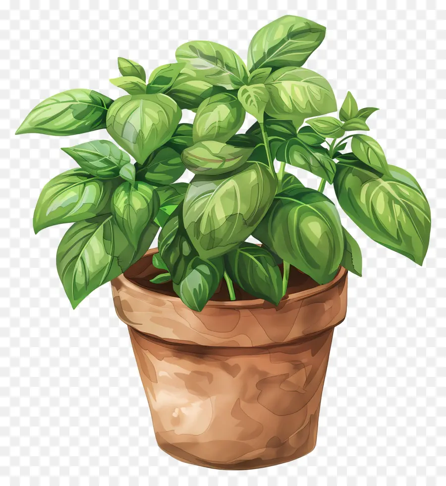 Plante De Basilic，Plante En Pot PNG