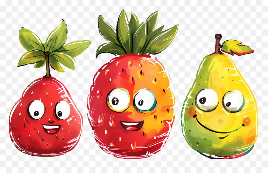 Fruits De Dessin Animé，Fruits Mignons PNG