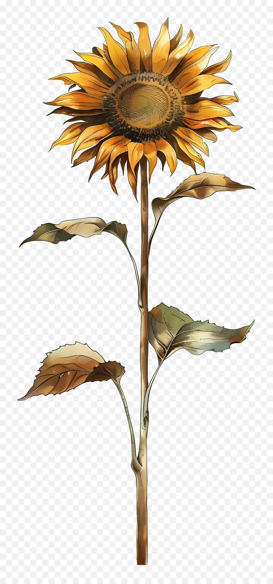 Tournesol Avec Tige，Tournesol PNG