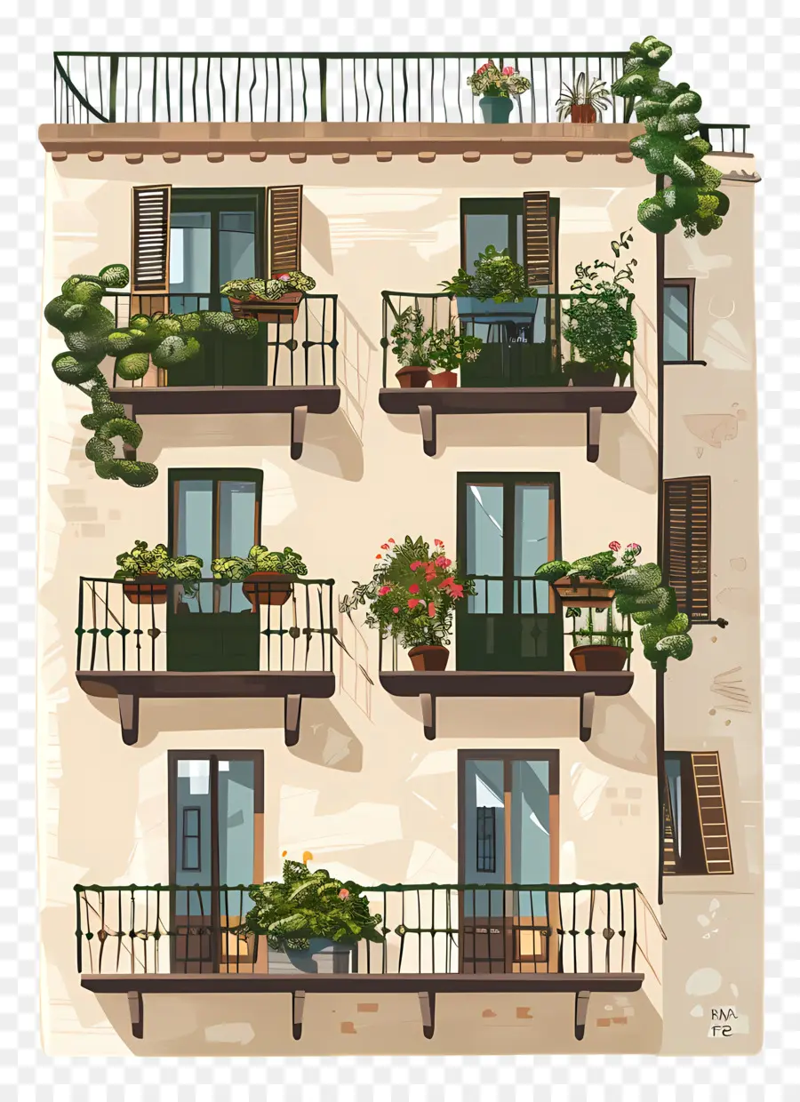 Bâtiment，Jardin Avec Balcon PNG