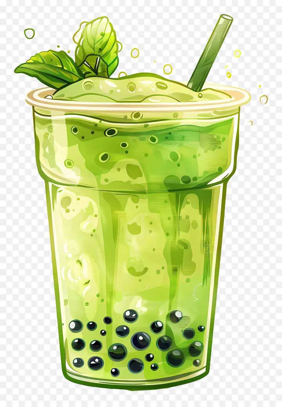 Thé Aux Perles Matcha，Thé Vert Aux Bulles PNG