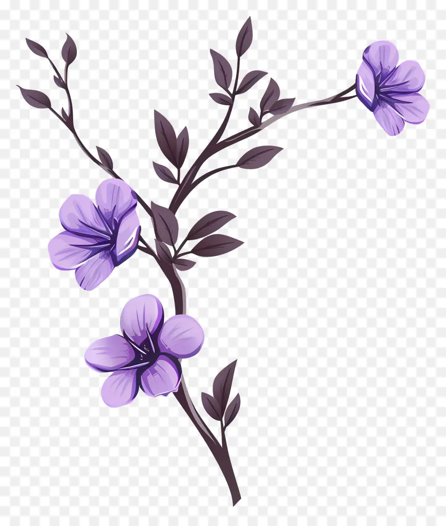Fleurs Pourpres，Branches PNG