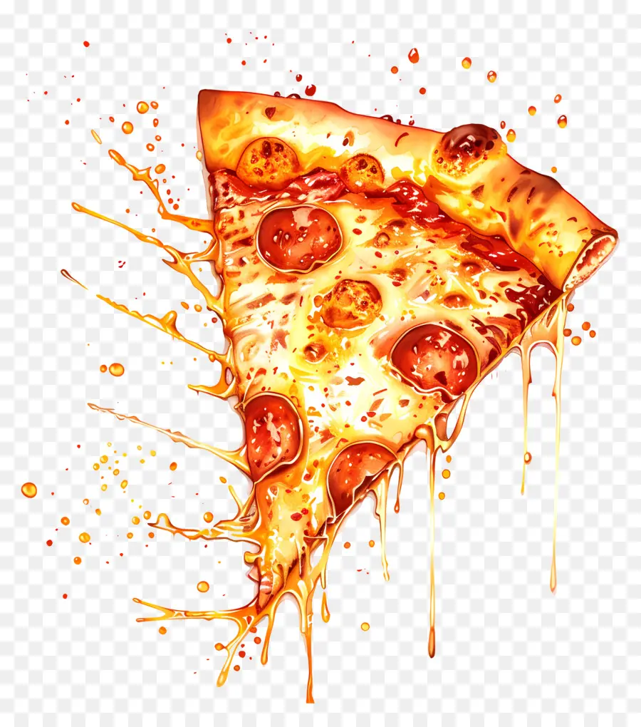 Tranche De Pizza，Peinture à L'aquarelle PNG