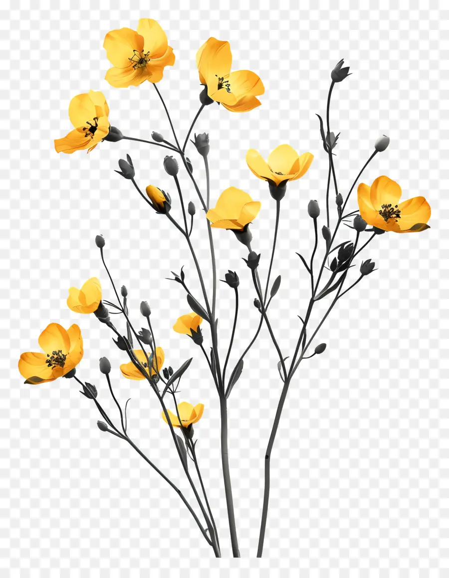 Fleurs Jaunes，Tiges PNG