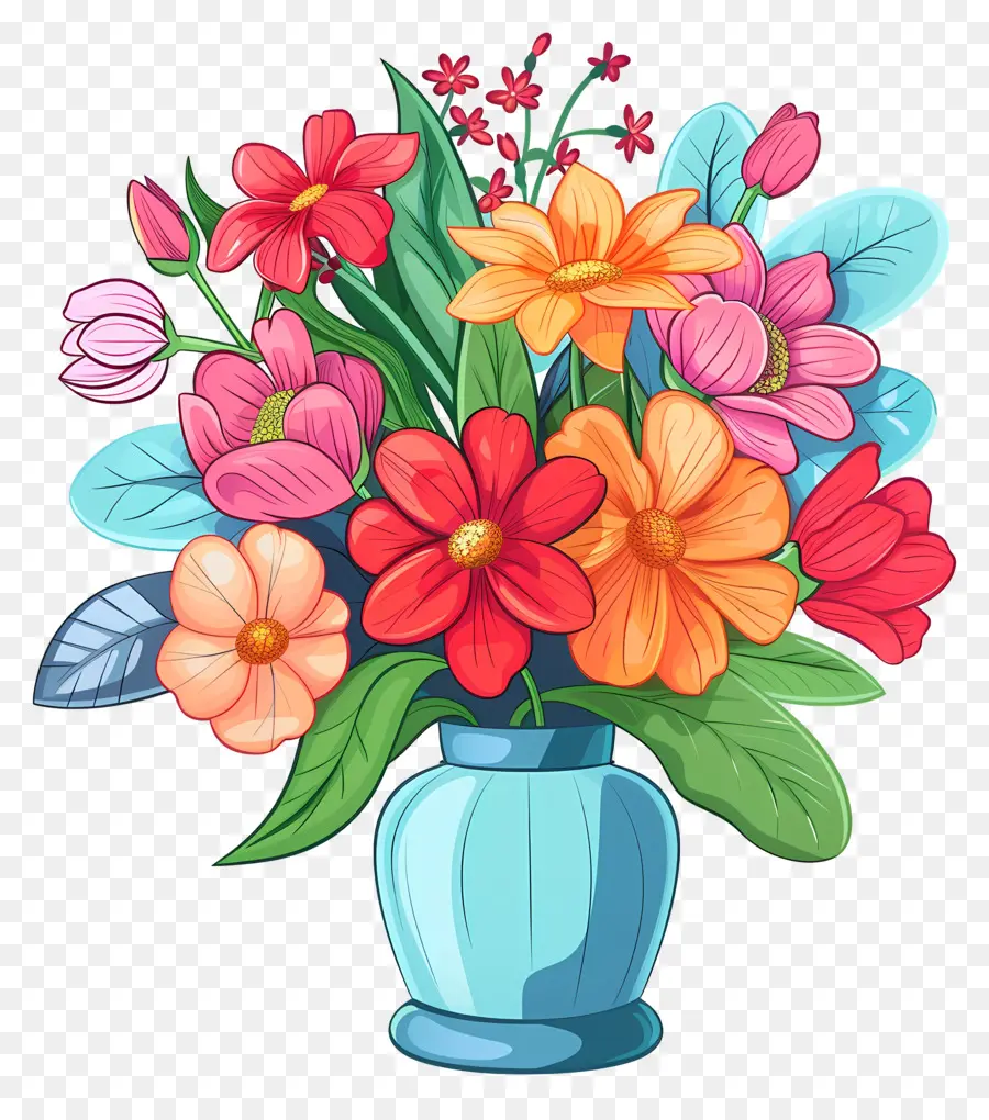 Bouquet De Fleurs，Vase à Fleurs Coloré PNG