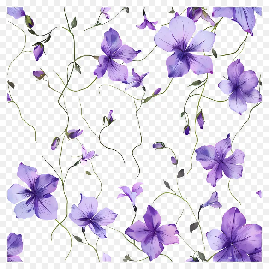 Fleurs Pourpres，Motif Floral PNG