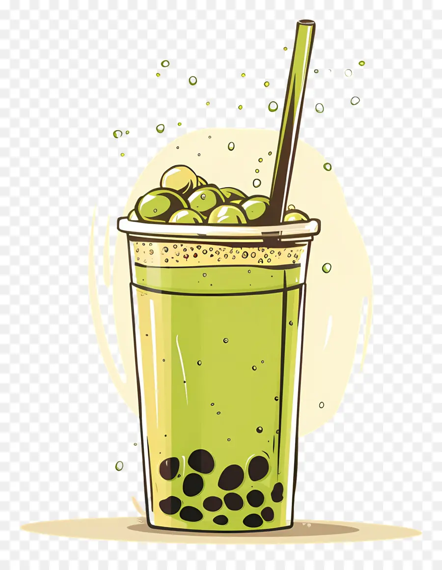 Thé Aux Perles Matcha，Thé Vert Aux Bulles PNG