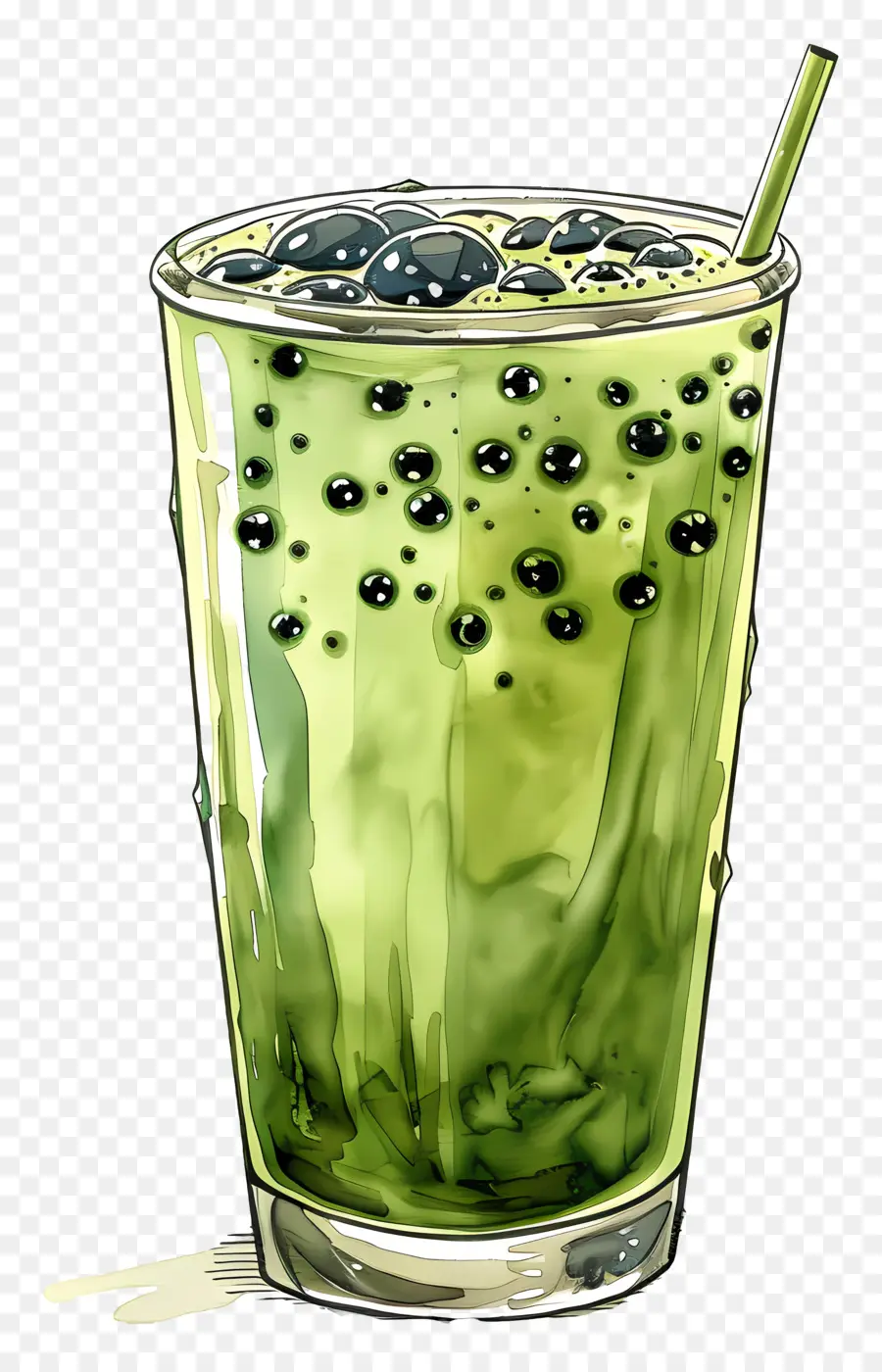 Thé Aux Perles Matcha，Boisson Verte PNG