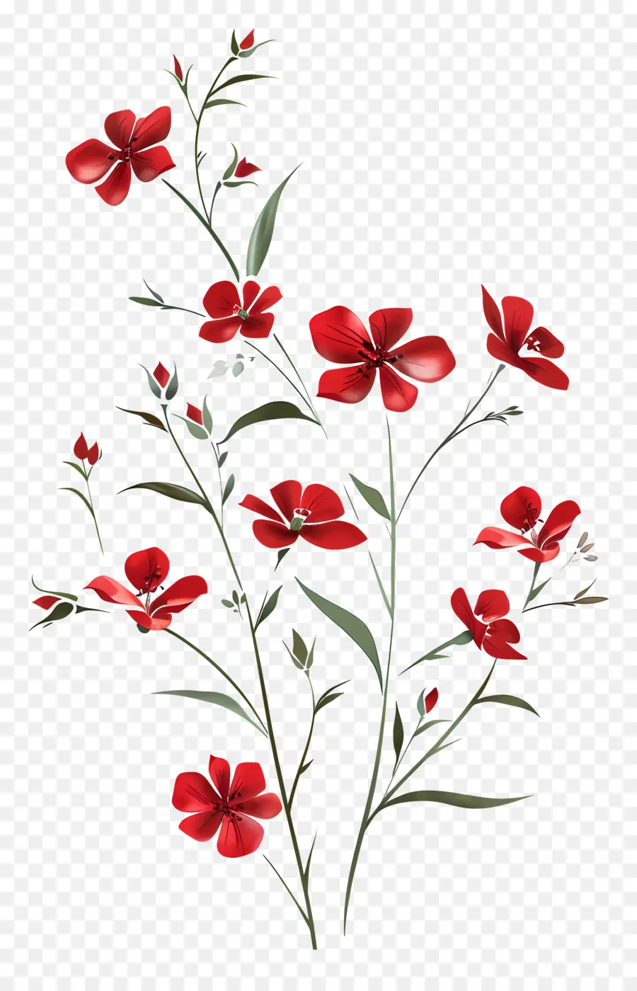 Fleurs Rouges，Motif Floral PNG