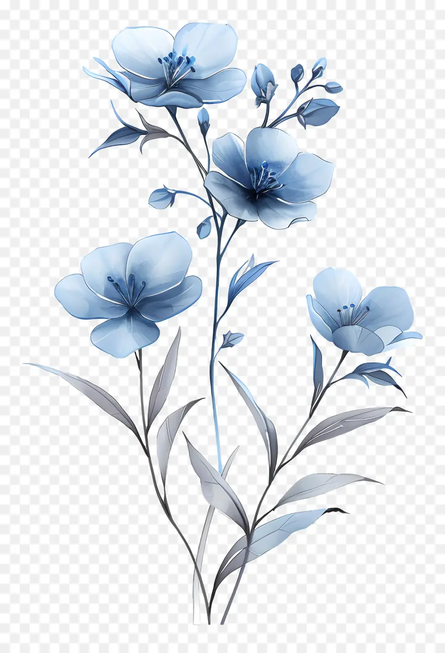 Fleurs Bleues，Symétrique PNG
