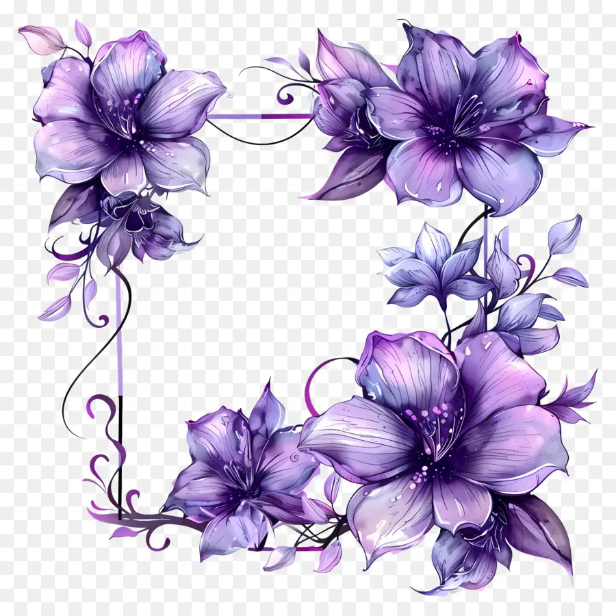 Cadres De Fleurs Violettes，Fleurs PNG