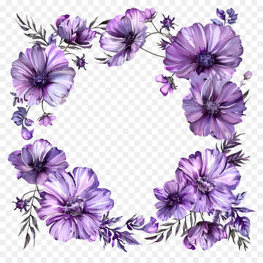 Cadres De Fleurs Violettes，Fleurs Violettes PNG