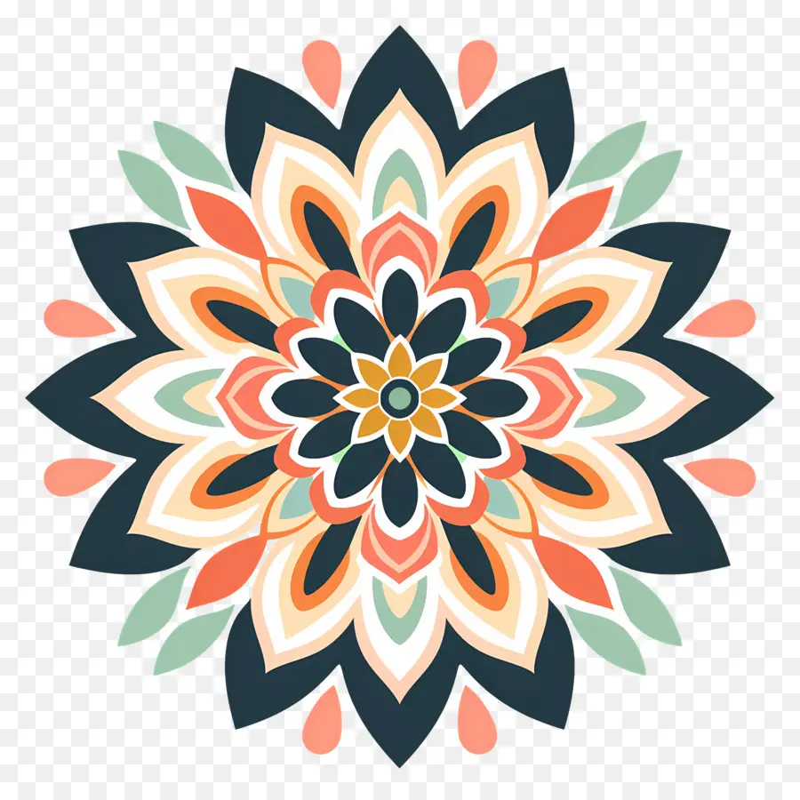 Mandalas Simples，Mandala Vert Et Orange PNG