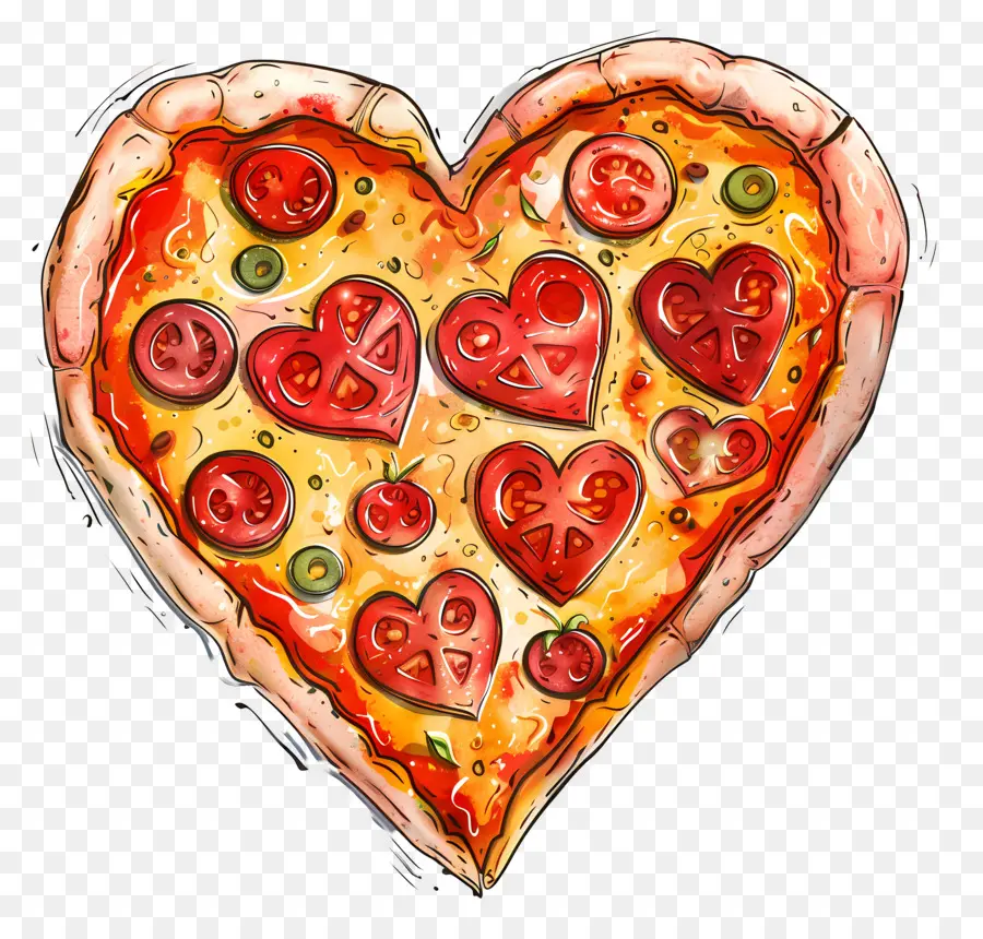 Pizza En Forme De Coeur，Pizza PNG