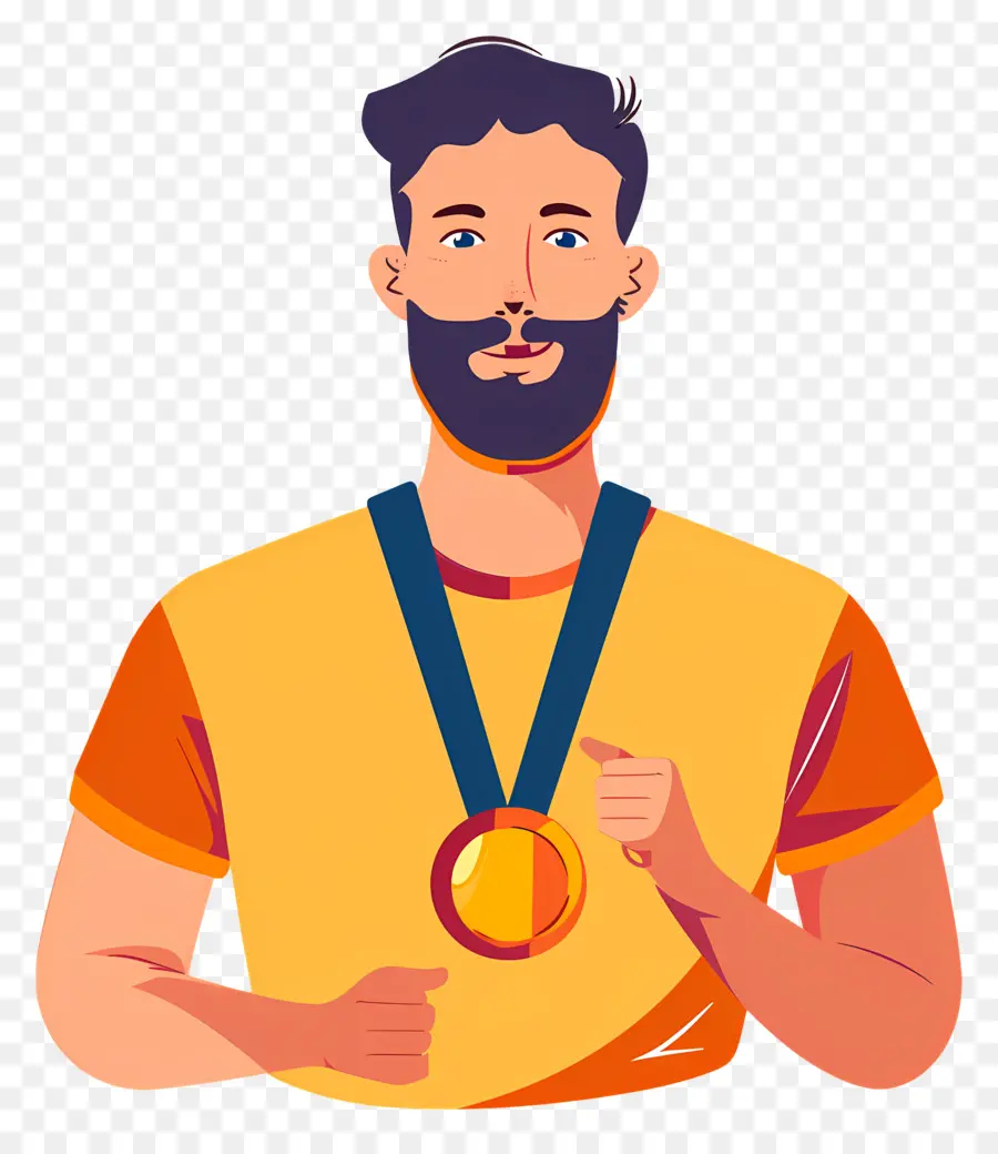 Médaille，Homme Avec Médaille PNG