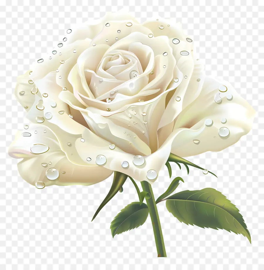Rose Blanche，Des Gouttelettes D'eau PNG