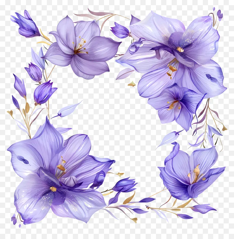 Cadres De Fleurs Violettes，Couronne De Fleurs PNG