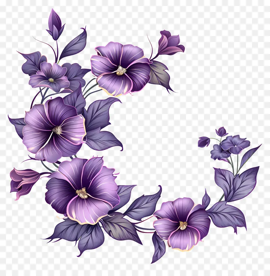 Cadres De Fleurs Violettes，Fleurs Pourpres PNG