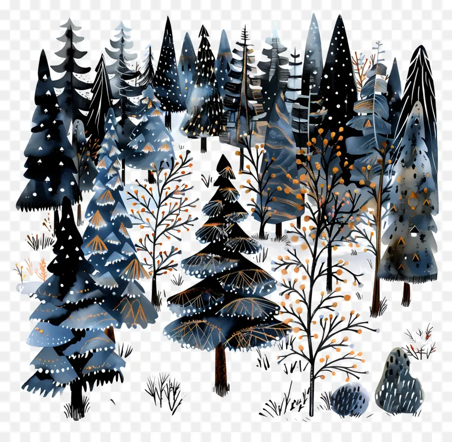 Forêt D'hiver，Arbres D'hiver PNG