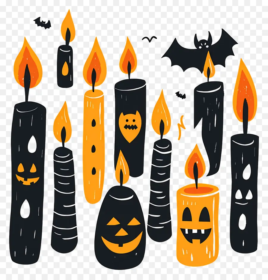 Halloween Bougies，Bougies Effrayantes PNG