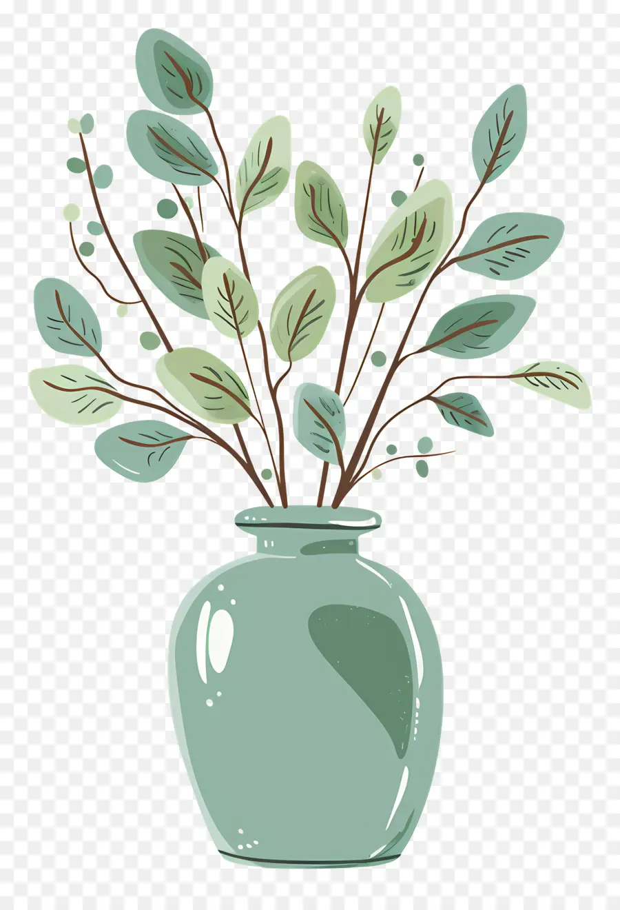 Vase Vert，Feuilles PNG