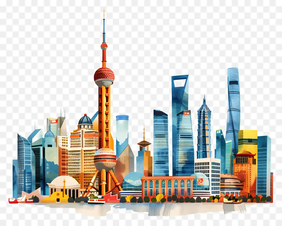 La Ville De Shanghai，Les Toits De La Ville PNG