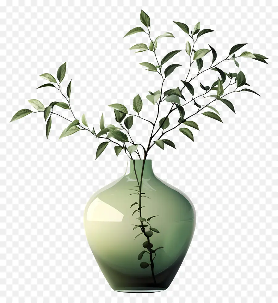 Vase Vert，Vase Avec Branche PNG