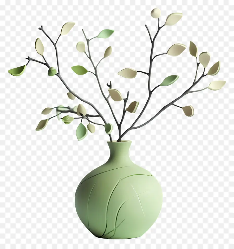 Vase Vert，Feuilles PNG