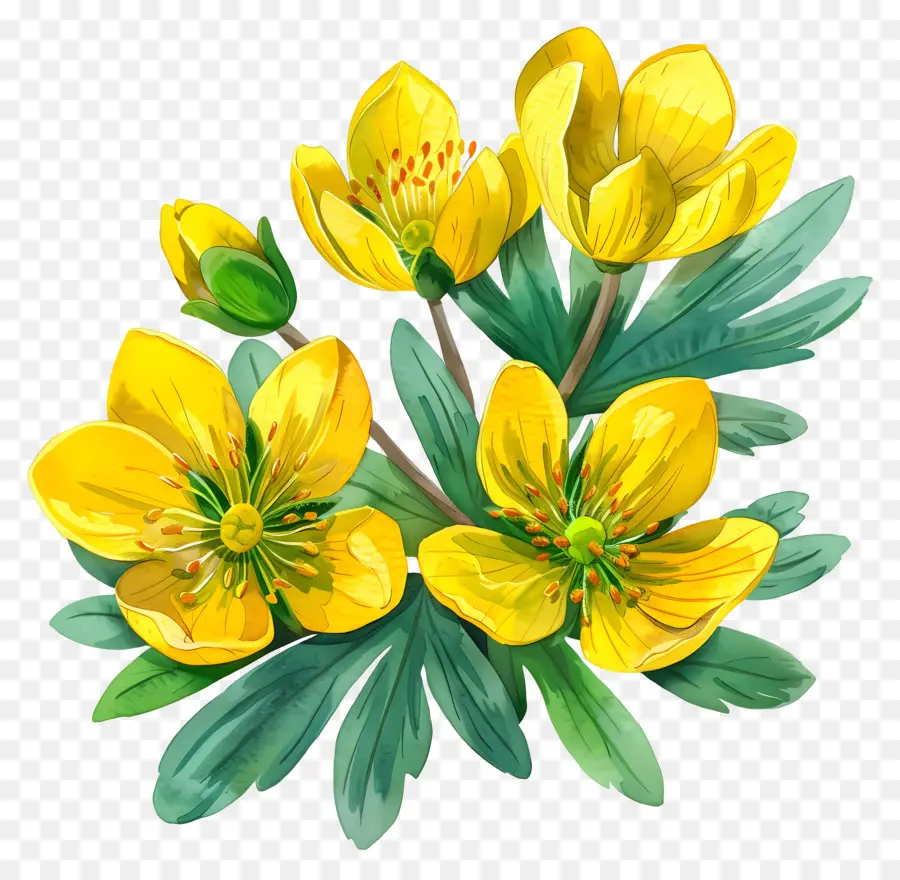 Aconit D'hiver，Fleurs Jaunes PNG