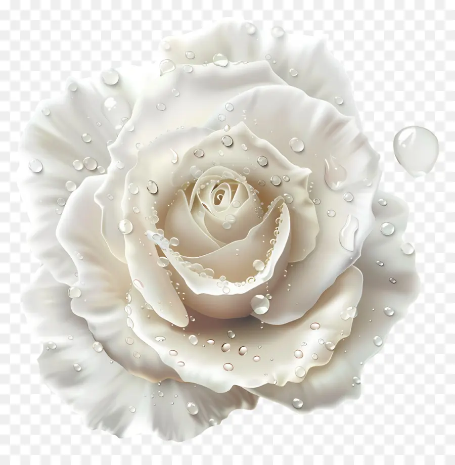 Rose Blanche，Des Gouttelettes D'eau PNG
