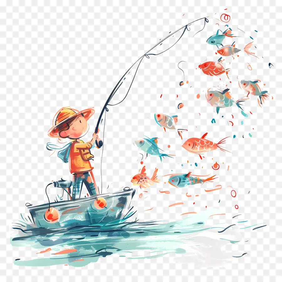 Aller à La Pêche，Garçon à La Pêche PNG