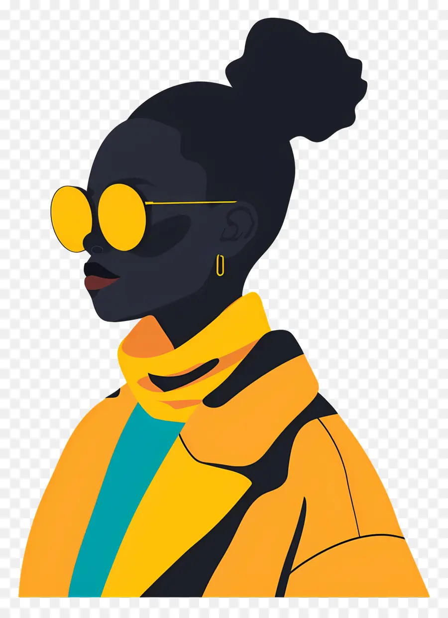 Femme Noire，Lunettes De Soleil Jaunes PNG