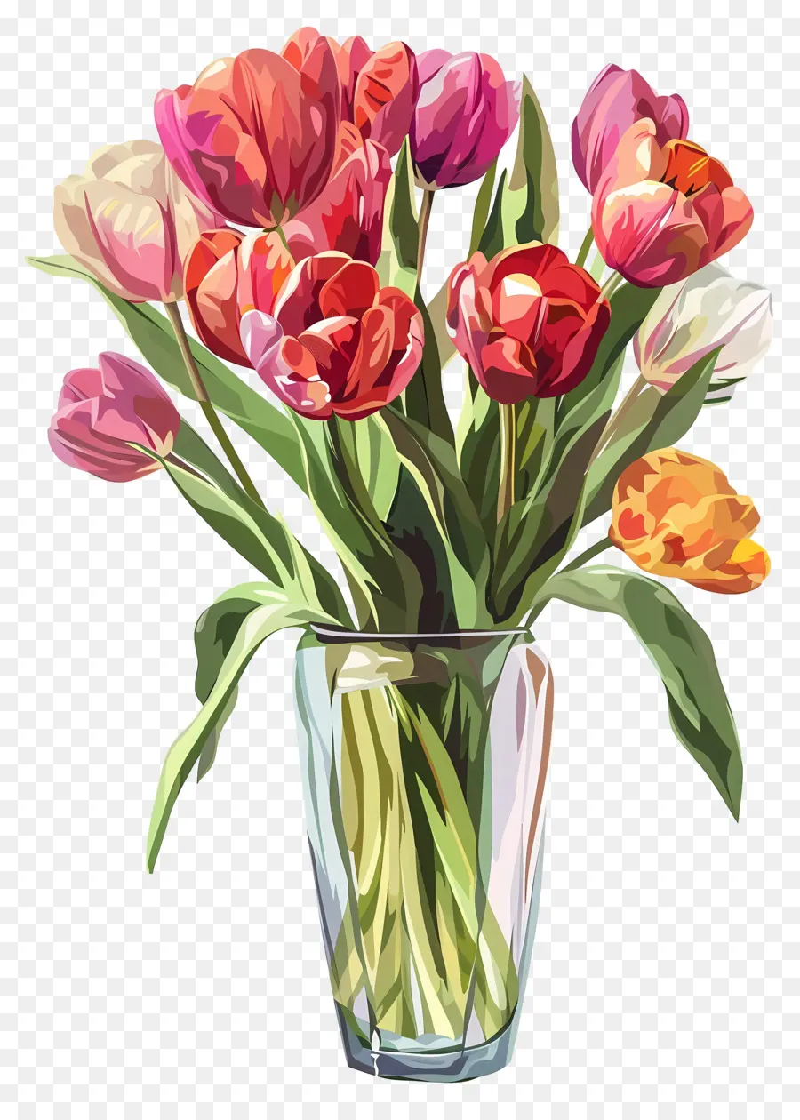 Tulipes En Vase，Les Tulipes PNG