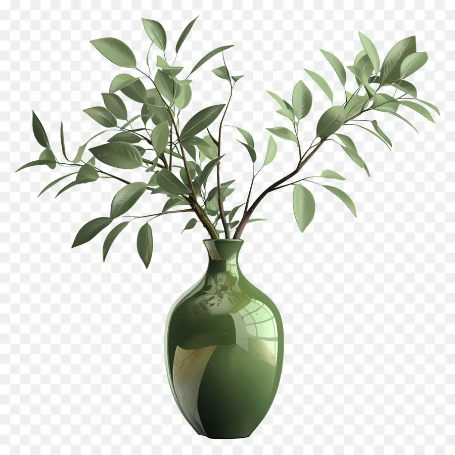 Vase Vert，Vase Avec Branche PNG