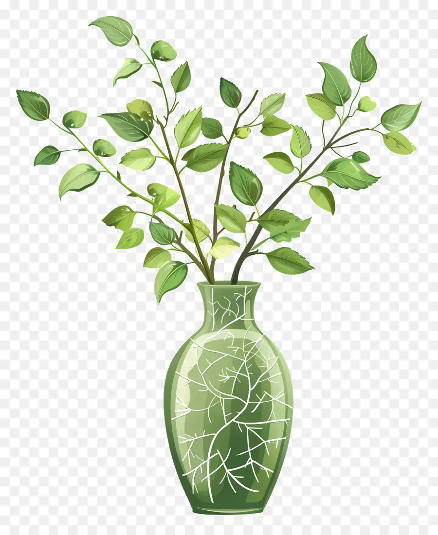 Vase Vert，Feuilles PNG