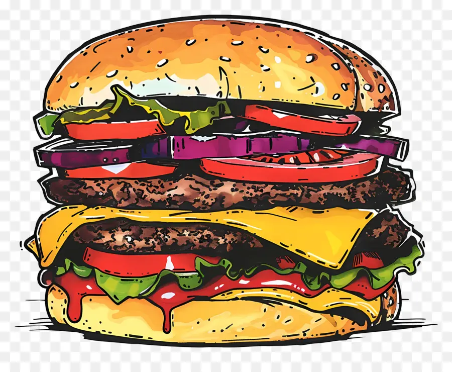 Double Cheeseburger，Hamburger PNG