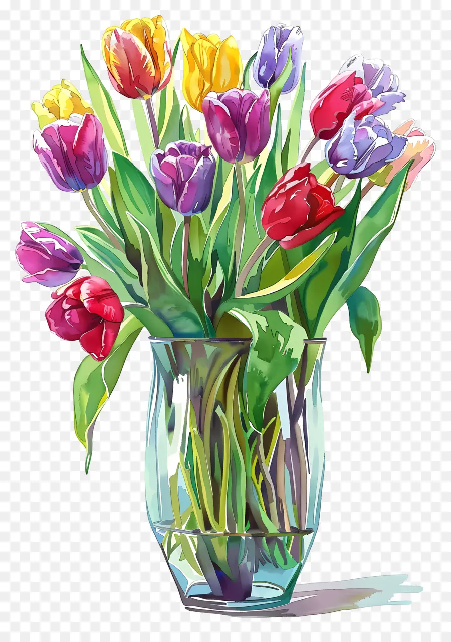 Tulipes Dans Un Vase，Tulipes Roses PNG